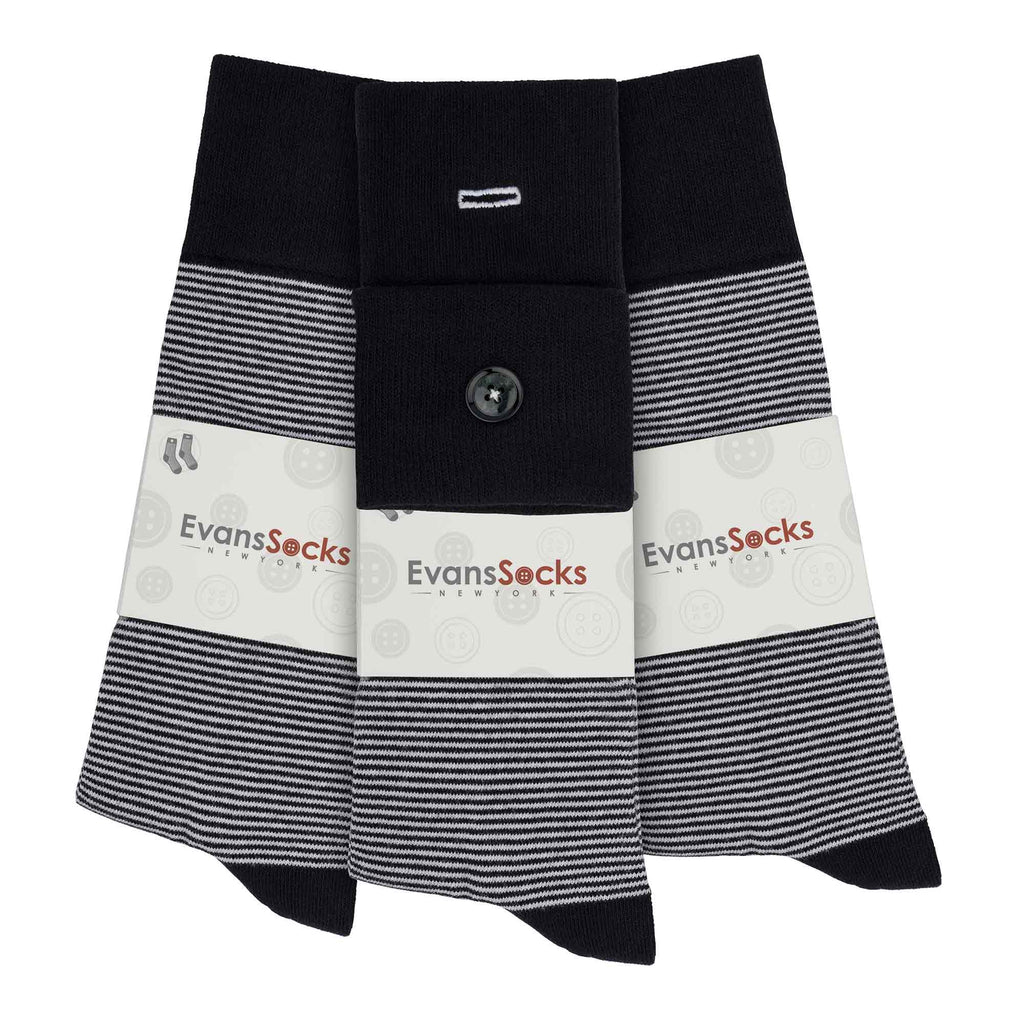 Dress Crew - 3 Pack | Black & Whites Stripes